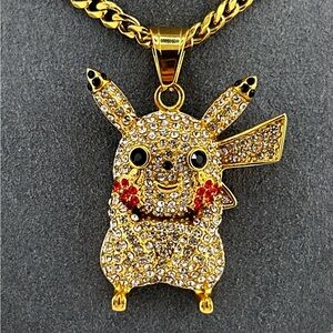 18K Gold Plated over Stainless Steel Pikachu Pendant Necklace